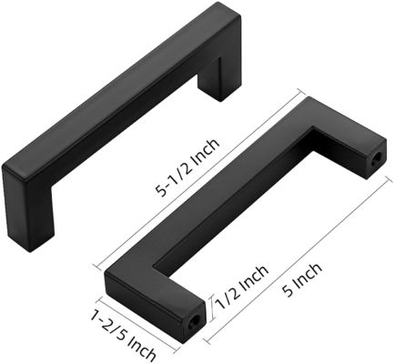 4mm-5mm 두께 매트 검은 사각형 캐비닛 손잡이 5 인치에 맞춤형 크기