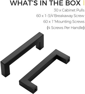 4mm-5mm 두께 매트 검은 사각형 캐비닛 손잡이 5 인치에 맞춤형 크기