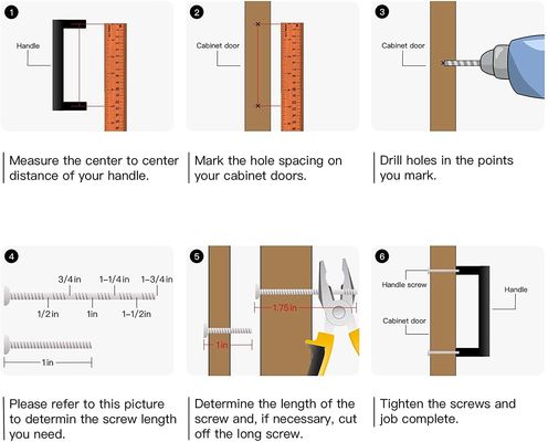 4mm-5mm 두께 매트 검은 사각형 캐비닛 손잡이 5 인치에 맞춤형 크기